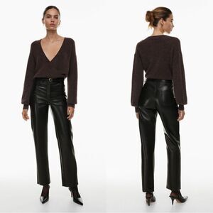 Aritzia Wilfred The Melina Pants High-Rise Straight-Leg Vegan Leather Black 2